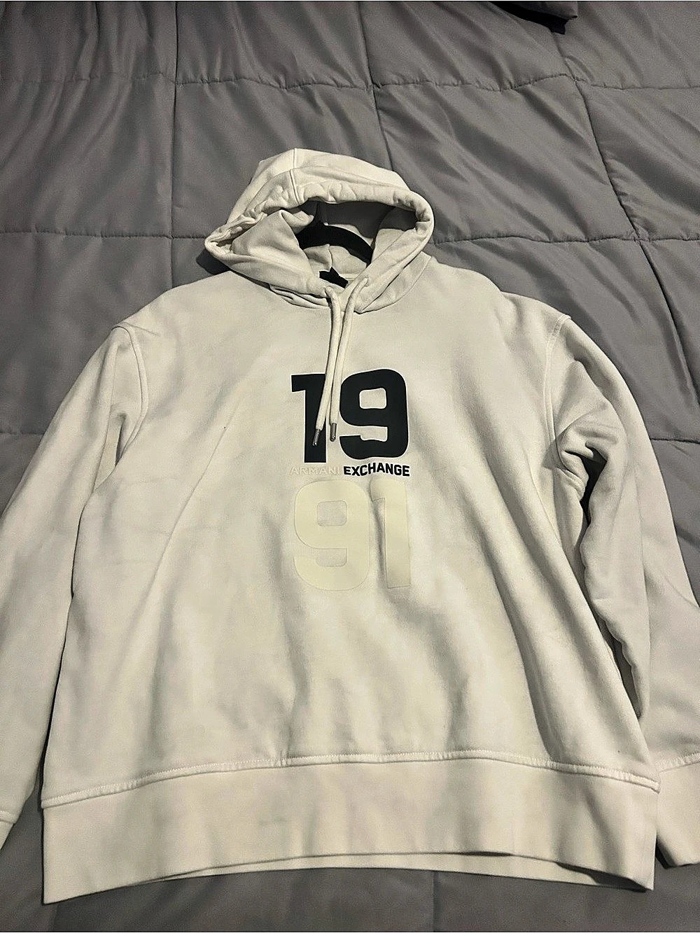 Armani Exchange 1991 Graphic Logo Pullover Hoodie White